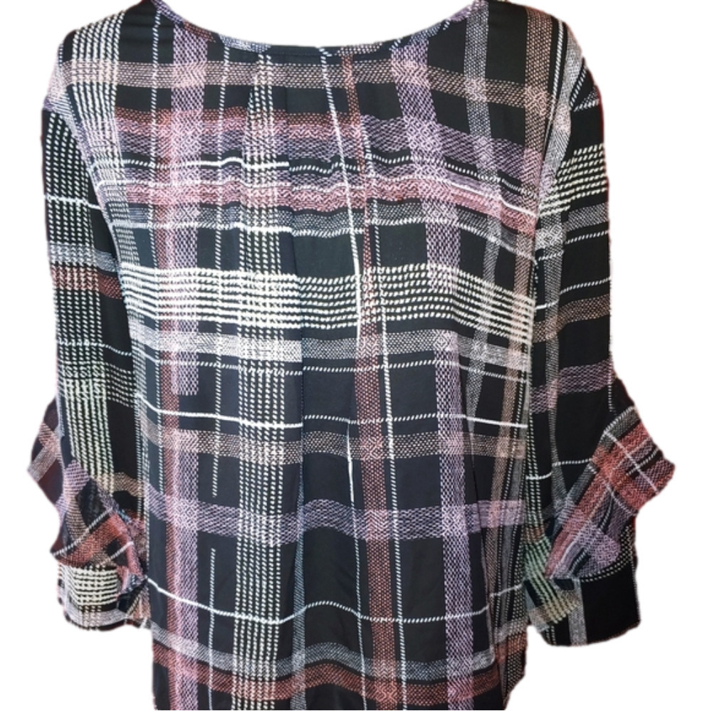 NWT Van Heusen Plaid Blouse L